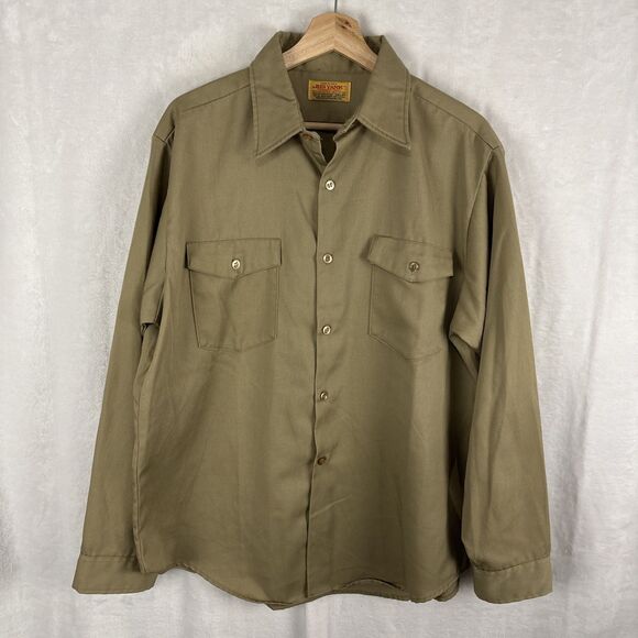 Vintage 70’s Big Yank Work Shirt Men's XL Tan Brown Union Made USA - Picture 1 of 5